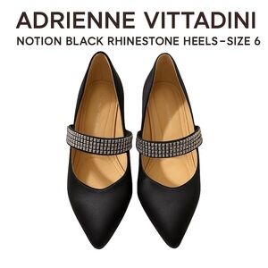 Adrienne Vittadini Notion Black Rhinestone Heels – Size 6